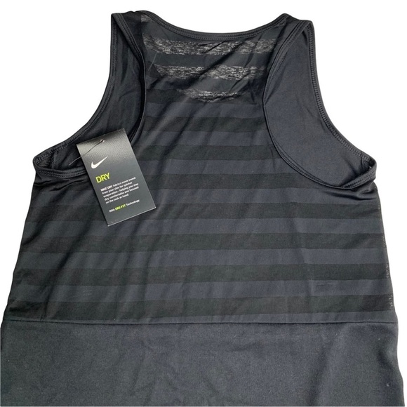 Girls Nike Black Tank Top High Neck Striped Sheer Racerback Size Large - Picture 9 of 11